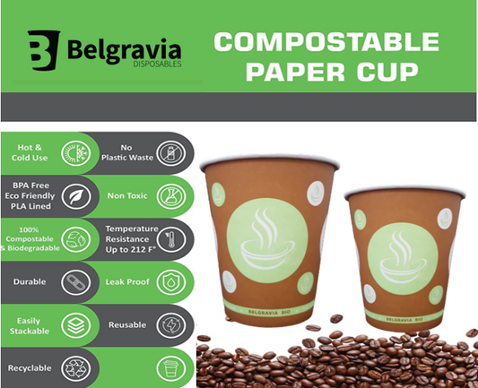 Belgravia 8oz Biodegradable Paper Cups 50's {Reduced to Clear}