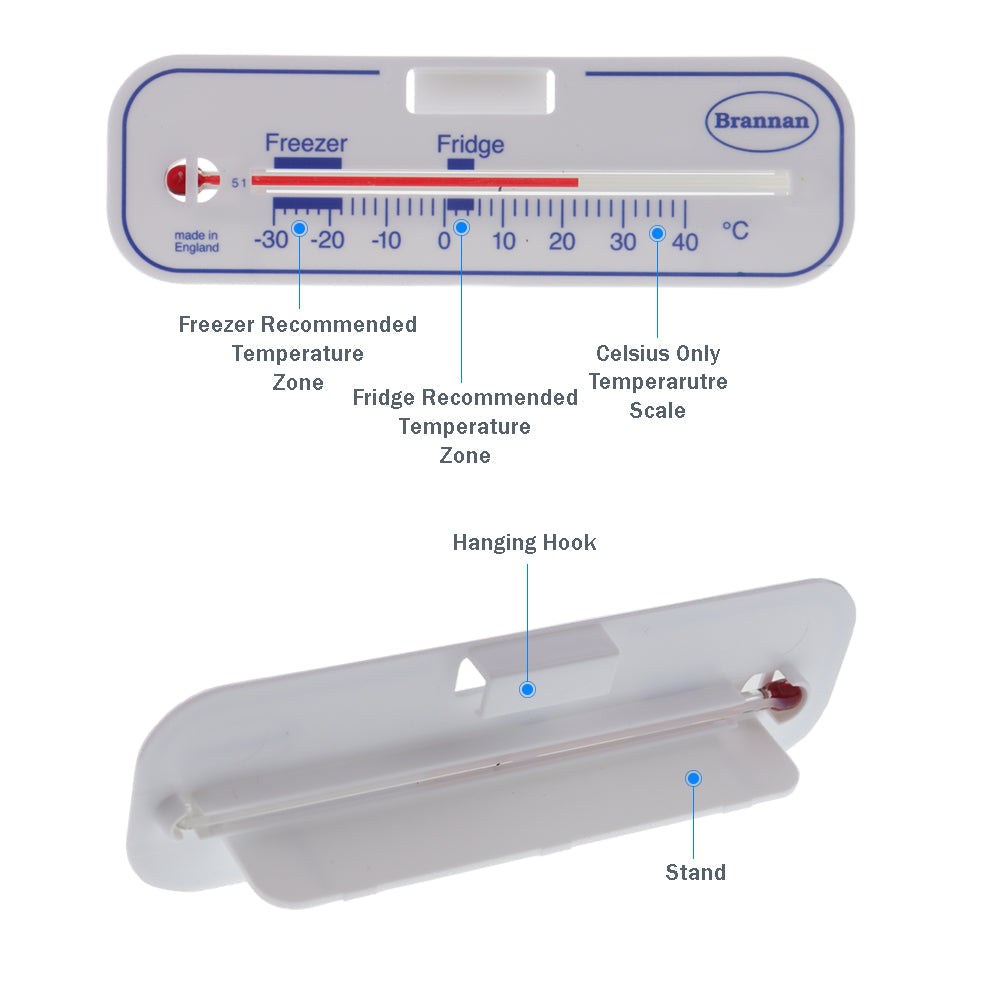 Brannan Horizontal fridge or freezer thermometers €“ standard design