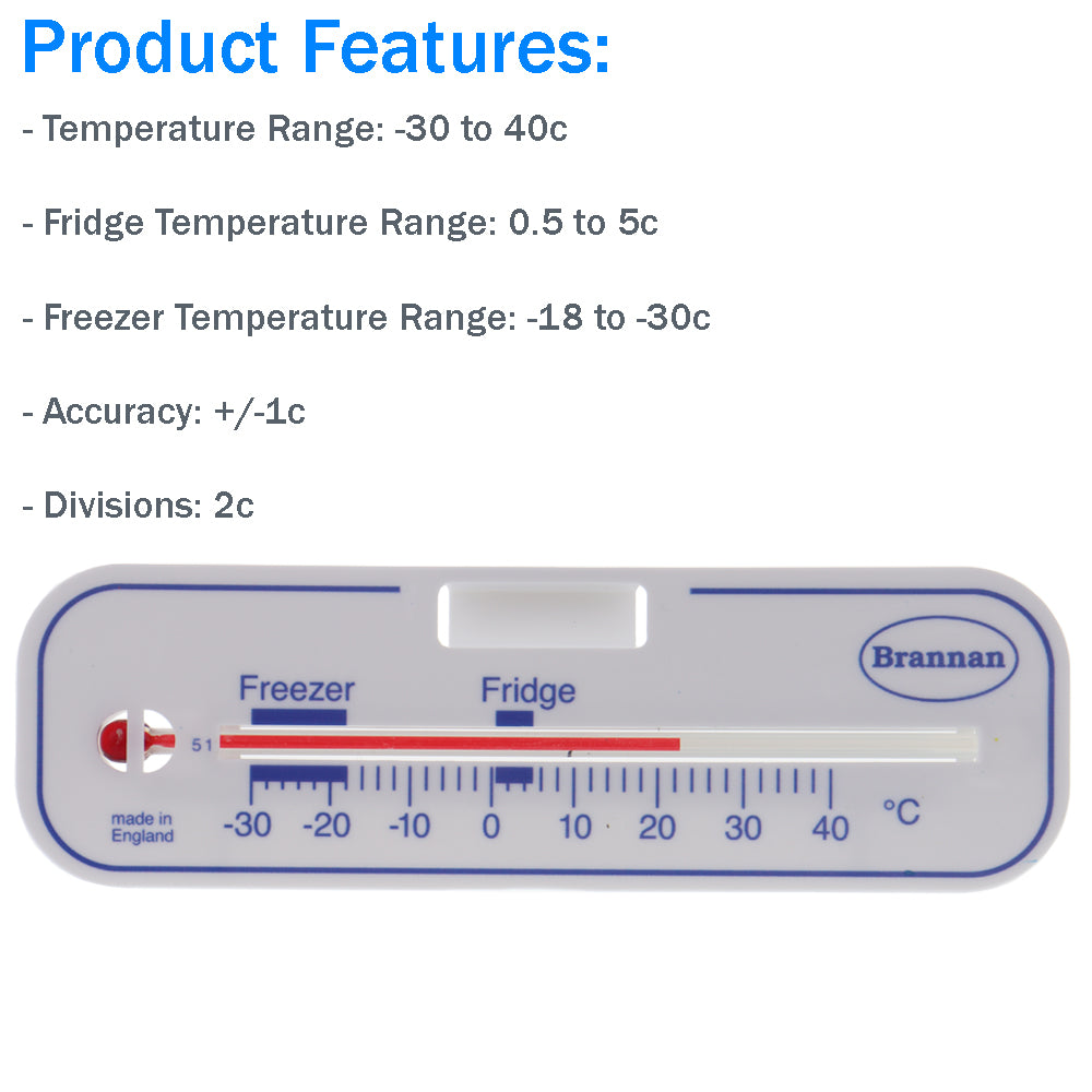 Brannan Horizontal fridge or freezer thermometers €“ standard design