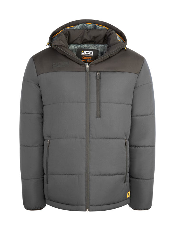 Jcb Unisex Padded Jacket With Hood Grey/Black ALL SIZES