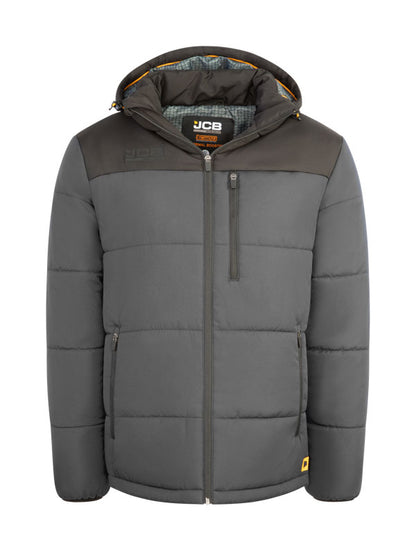Jcb Unisex Padded Jacket With Hood Grey/Black ALL SIZES