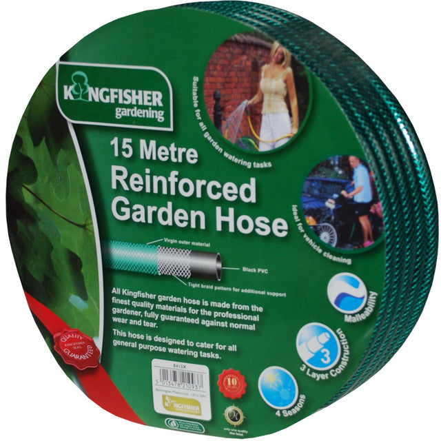 Kingfisher Garden Hose | Reinforced Reel | 15m Length | 3 Layered Construction