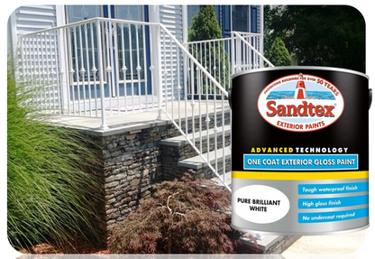 Sandtex One Coat Exterior Gloss Paint 2.5 Litre Brilliant White