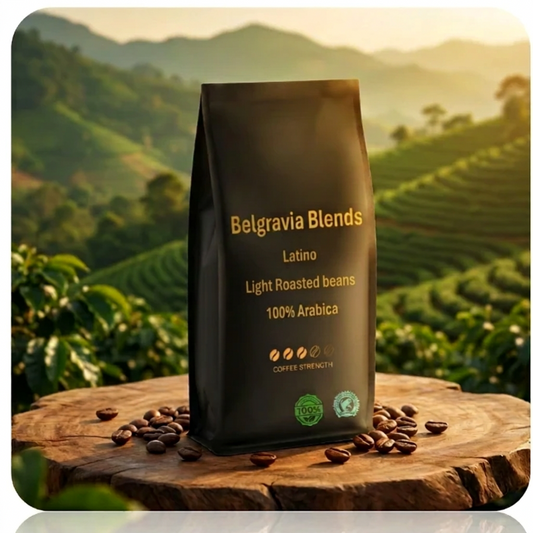 Belgravia Latino Premium Blended, Rain-Forest Alliance Coffee Beans 1kg, 100% Arabica
