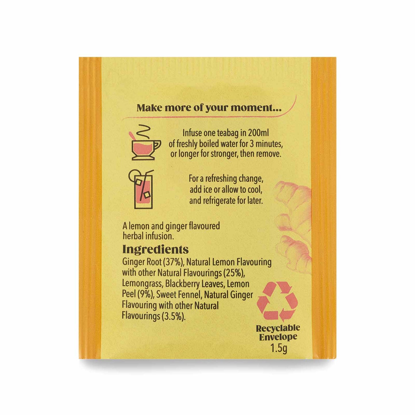 Twinings Lemon and Ginger Fruit Infusion Tea Bags (Pack of 20) F09613