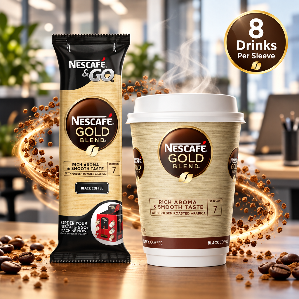 Nescafe &Go! Gold Blend Black Cups 8 x 12oz Cups