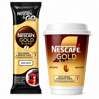 Nescafe &Go! Gold Blend White Cups 8 x 12oz Cups