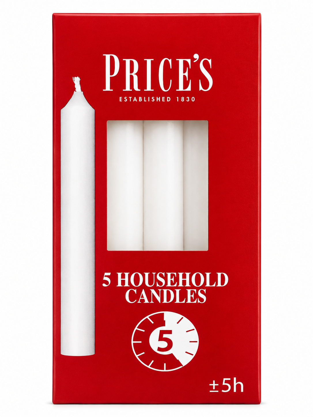 Prices Household Candles White 5 x Box