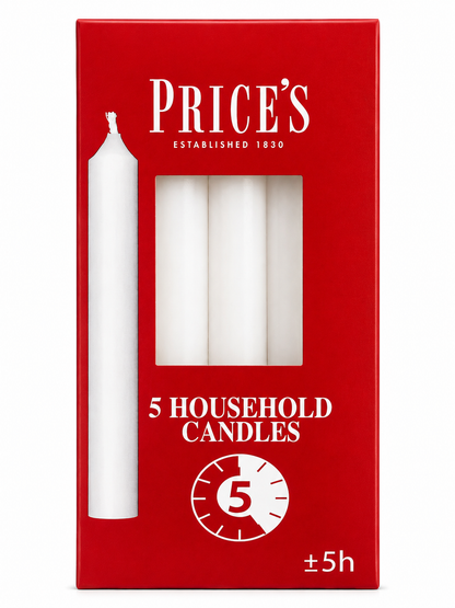 Prices Household Candles White 5 x Box