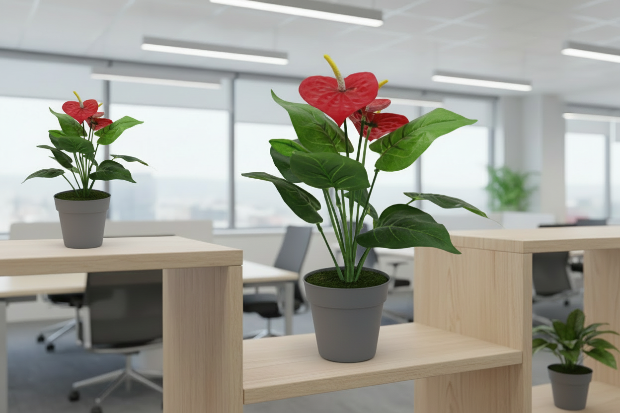 Fixtures Artificial Green & Red Leaves Plant 40cm