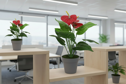 Fixtures Artificial Green & Red Leaves Plant 40cm