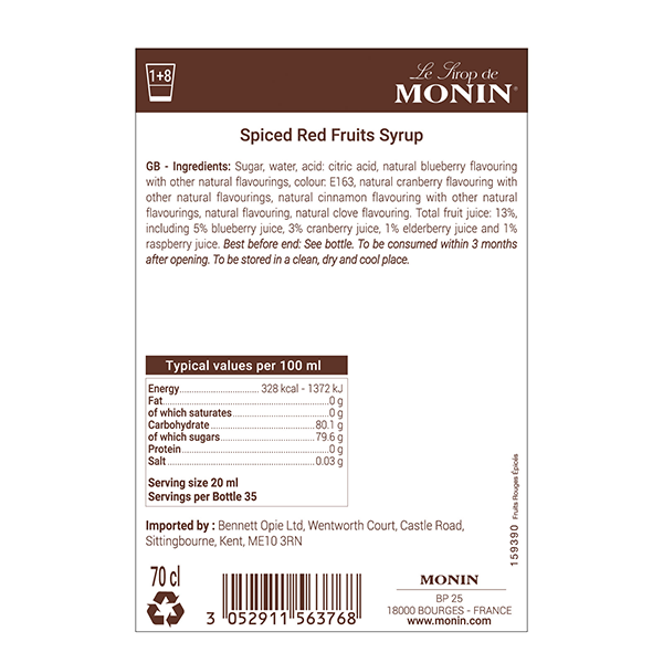 Le Sirop de MONIN Spiced Red Berries: a touch of spice and sweetness