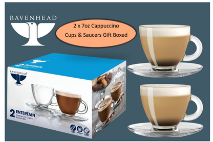Ravenhead Entertain 20cl Set Of 2 Cappuccino Cup & Saucer