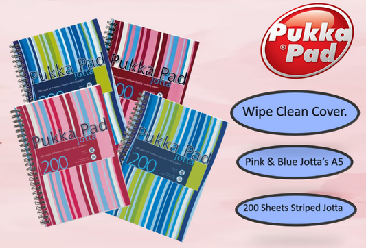 Pukka Pads Pink/Blue Stripes Jotta A5 Notebook Pack 3 - NWT FM SOLUTIONS