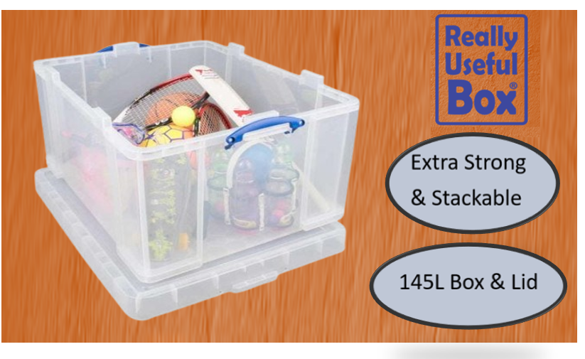 Really Useful Clear Plastic Storage Box 145 Litre External: 810 x 620 x 430mm