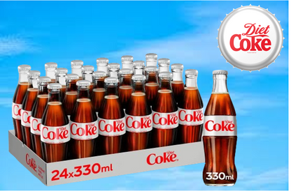 Diet Coke GLASS Bottles 24x330ml