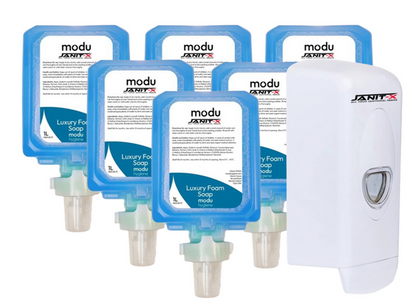 Janit-X MODU 1L Luxury Foam Soap & Conditioner Cartridges for Soap Dispensers - Blue