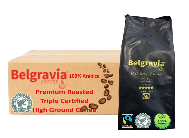 Belgravia High-Ground Blend Fairtrade Organic Coffee Beans 1kg (100% Arabica)