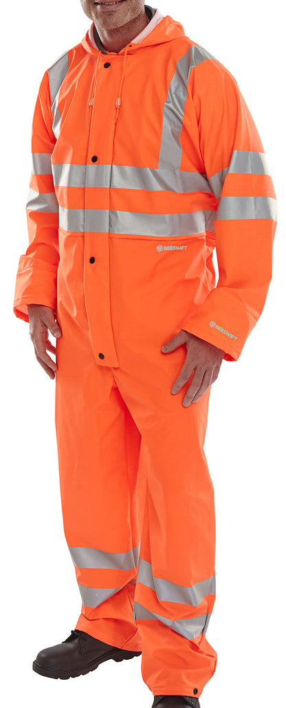 Beeswift Hi-Vis PU Breathable Coverall - {ALL COLOURS / SIZES}