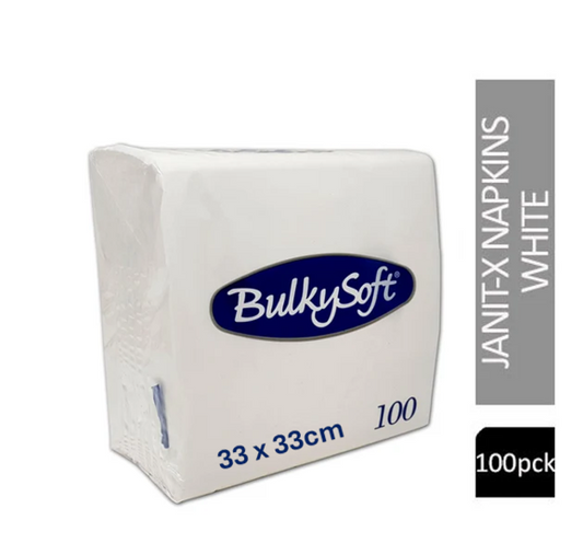 Bulky Soft Paper Lunch Napkins White 33cm x 33cm 100's