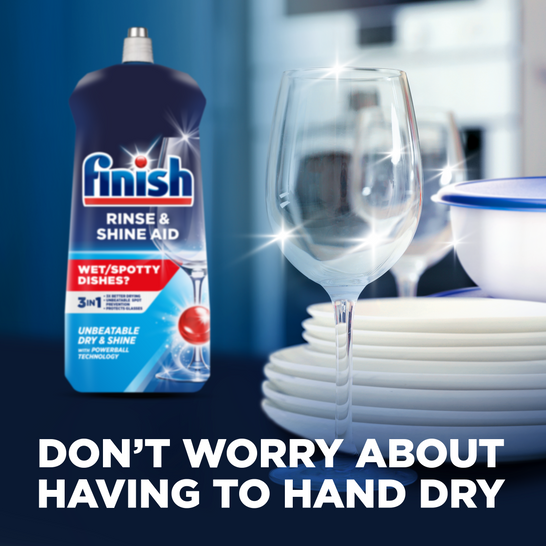 Finish Dishwasher Rinse & Shine Aid Original 800ml For Drier Glasses & Spot Prevention