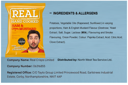 Real Crisps Ham & English Mustard 24 x 35g