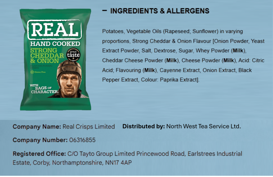 Real Crisps Strong Cheese & Onion 24 x 35g