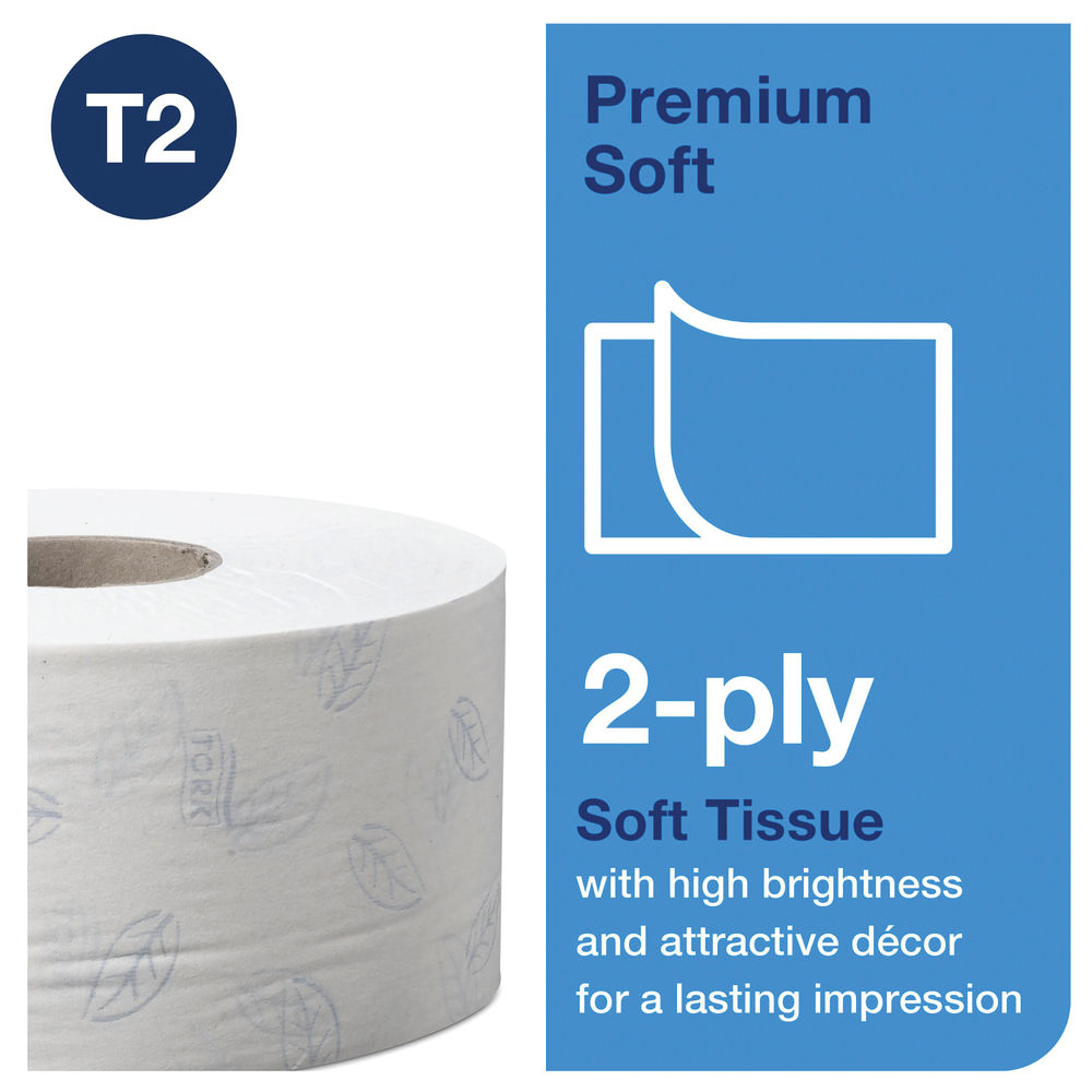 ork T2 2 Ply Mini Jumbo Premium Toilet Roll Pack 12's {110254}