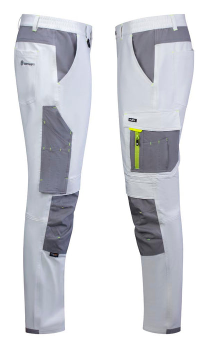 Flex Workwear Trouser  Two-Tone Wh Gy ALL SIZES