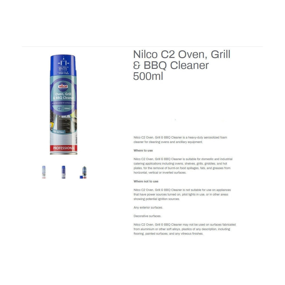 Nilco Professional Oven & BBQ Cleaner 500ml Aerosol Spray