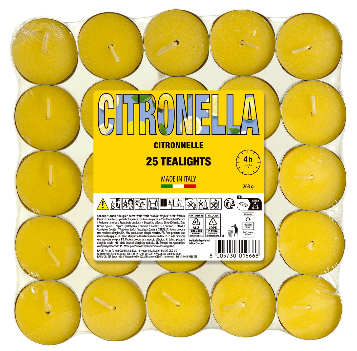 Price's Candles Citronella Tealights Pack of 25