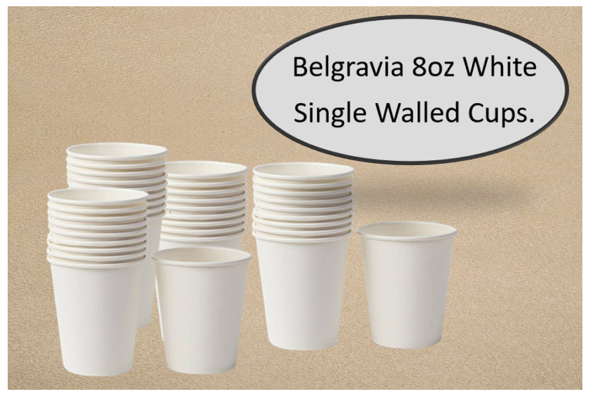 Belgravia 8oz Single Walled White Paper Cups 50's