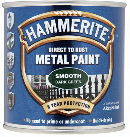 Hammerite Paint | Direct To Rust | Exterior Smooth Gloss | Dark Green | 1 x 250ml Tin