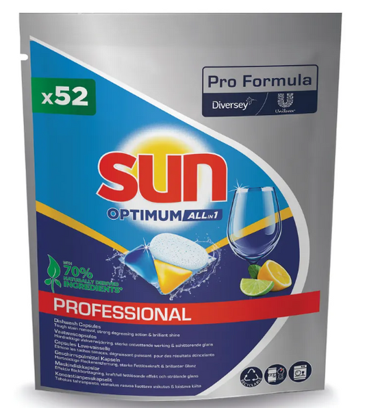 Sun Optimum Pro Forumla All-in-1 Dishwasher Capsules | Lemon | 1 x 52's