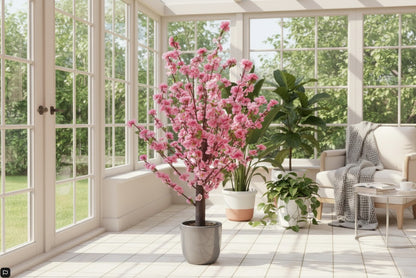 Fixtures Artificial Pink Peach Tree 95cm