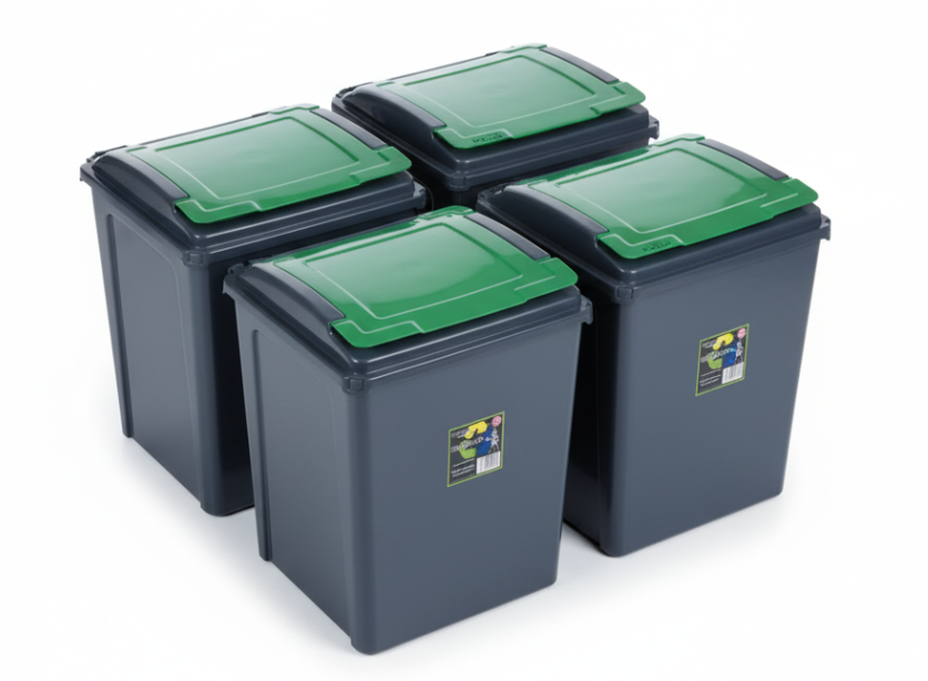 Wham Recycle It Green Bin & Lid 50 Litre