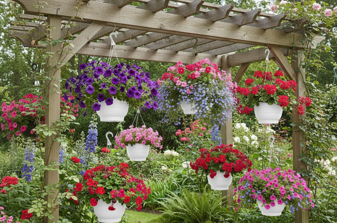 Fixtures White Garden Hanging Basket 25cm x 16cm