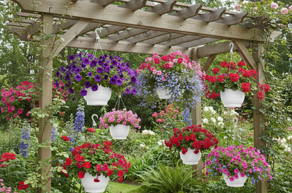 Fixtures White Garden Hanging Basket 25cm x 16cm