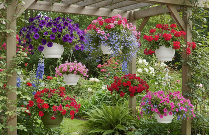 Fixtures White Garden Hanging Basket 25cm x 16cm
