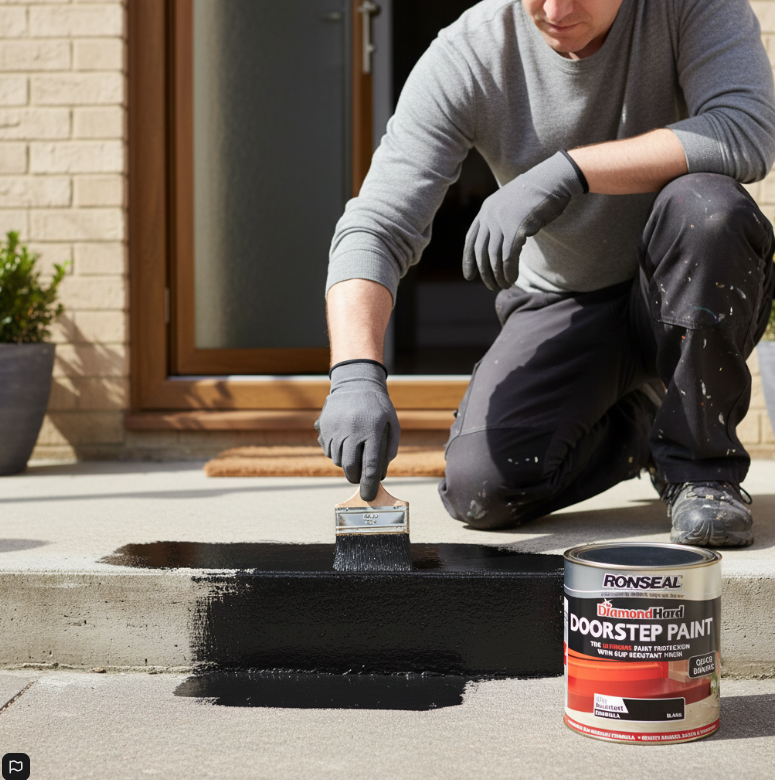 Ronseal Doorstop Paint Tile Black Satin Doorstep paint,250ml