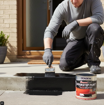 Ronseal Doorstop Paint Tile Black Satin Doorstep paint,250ml