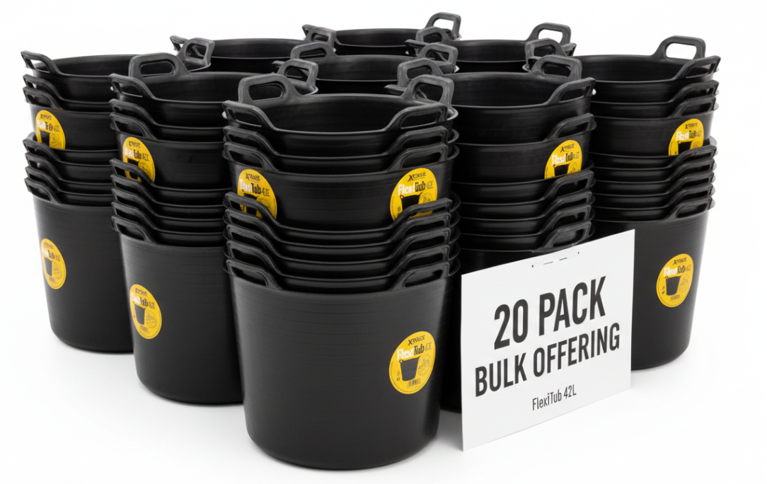 Xtrade Black Flexible Tub 42 Litre For Building Mixing Carrying Storage