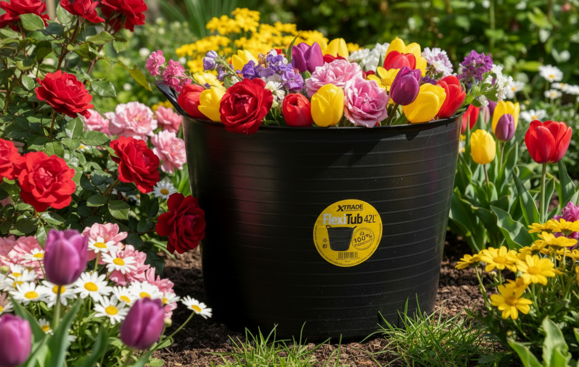 Xtrade Black Flexible Tub 42 Litre For Building Mixing Carrying Storage