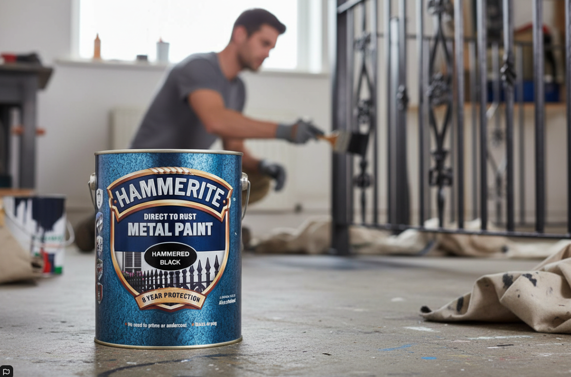 Hammerite Metal Paint | Hammered Black | Direct to Rust | 2.5L Tin