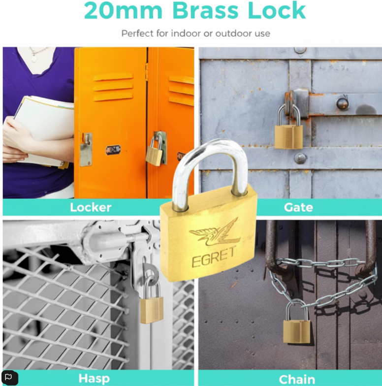 Securit Egret Brasss Padlock 20mm S1132