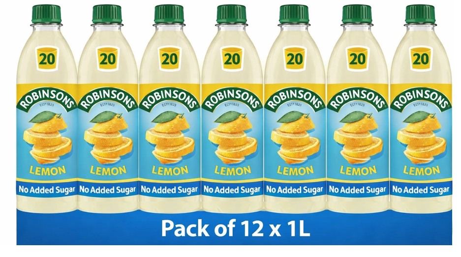 Robinsons Lemon Squash No Added Sugar 12 x 1 Litre A02103 {Clearance Line DATED END JULY }