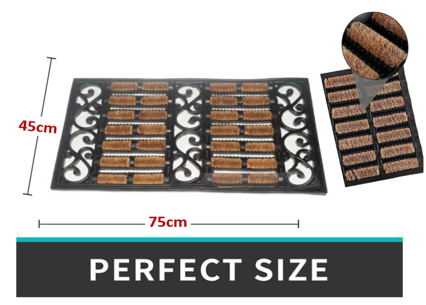 Fixtures Large Door Mat Heavy Duty Coco Scuff 100% Natural Coir Bristle {45 x 75cm}