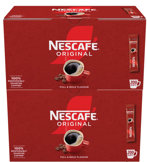 Nescafe One Cup Sticks Coffee Sachets (Pack of 200) New Smoother Taste