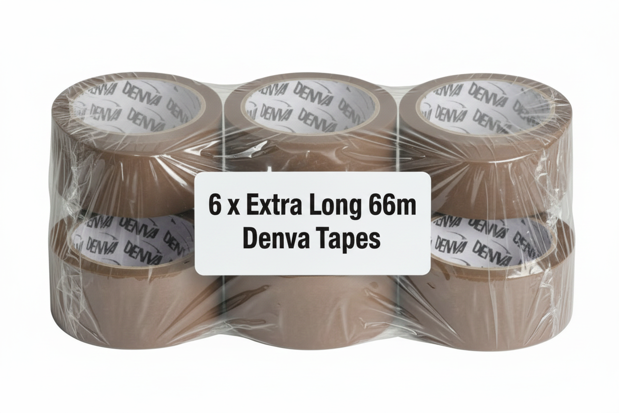 Denva Buff Packaging Tape 48mm x 66m Extra Long