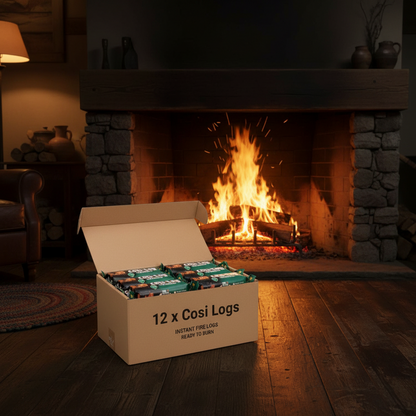 Cosi-Log Individually wrapped log made from wax impregnated wood waste